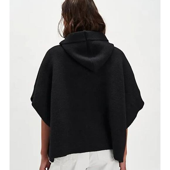 Free People Toggle Poncho Cape Jacket Black One Size Oversized Boho NEW - Picture 2 of 8